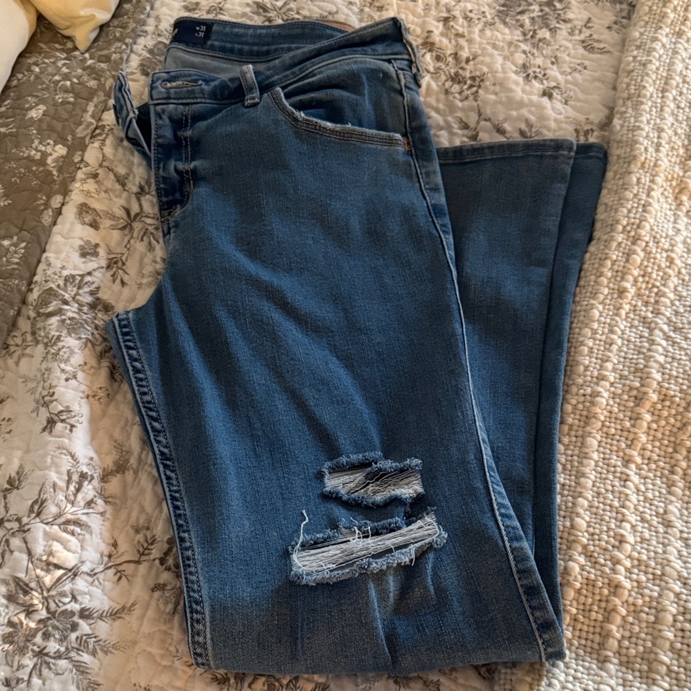 Hollister Blue Boyfriend Jeans with Distressed Details